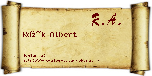 Rák Albert névjegykártya